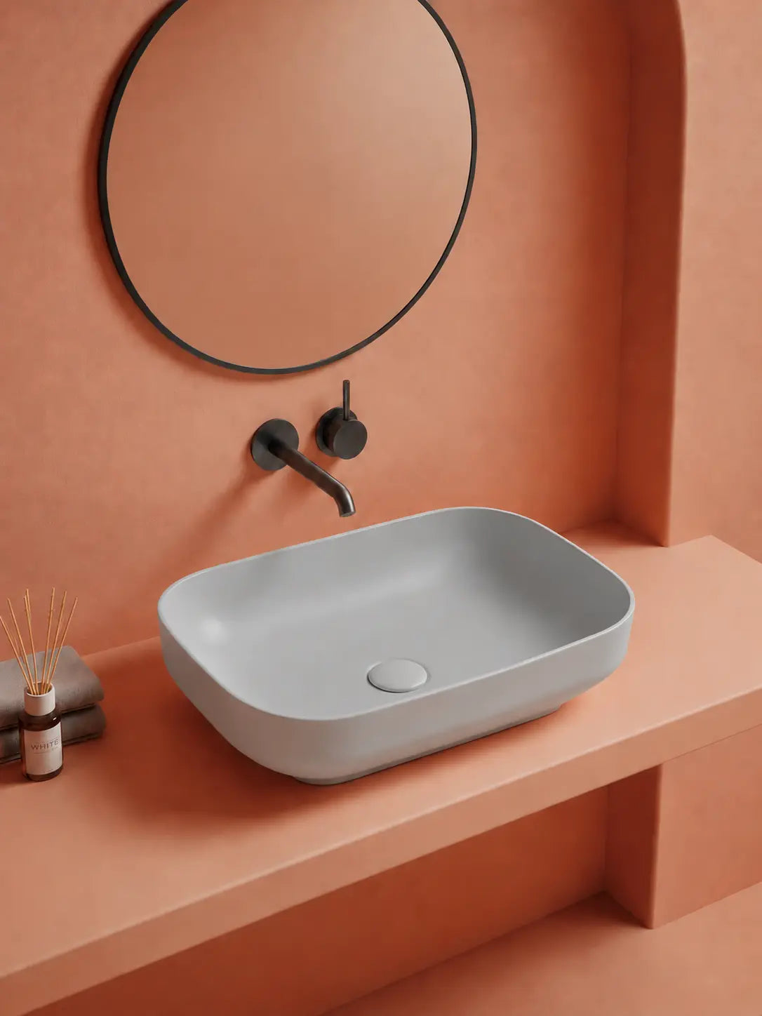 BBBIDET 2679 Matte Gray rounded rectangle countertop basin - alternate angle