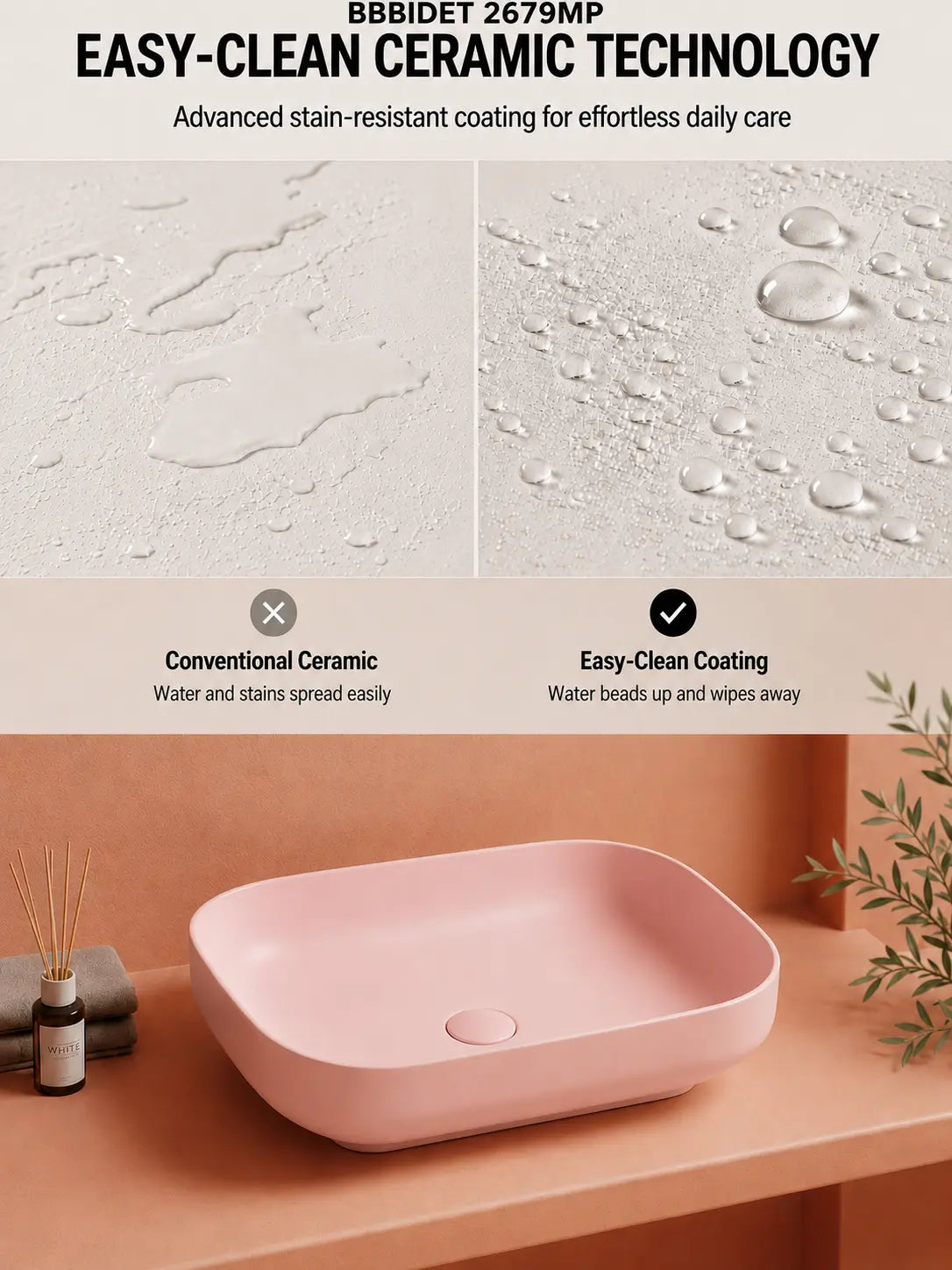BBBIDET 2679 Matte Pink Easy-Clean ceramic coating comparison