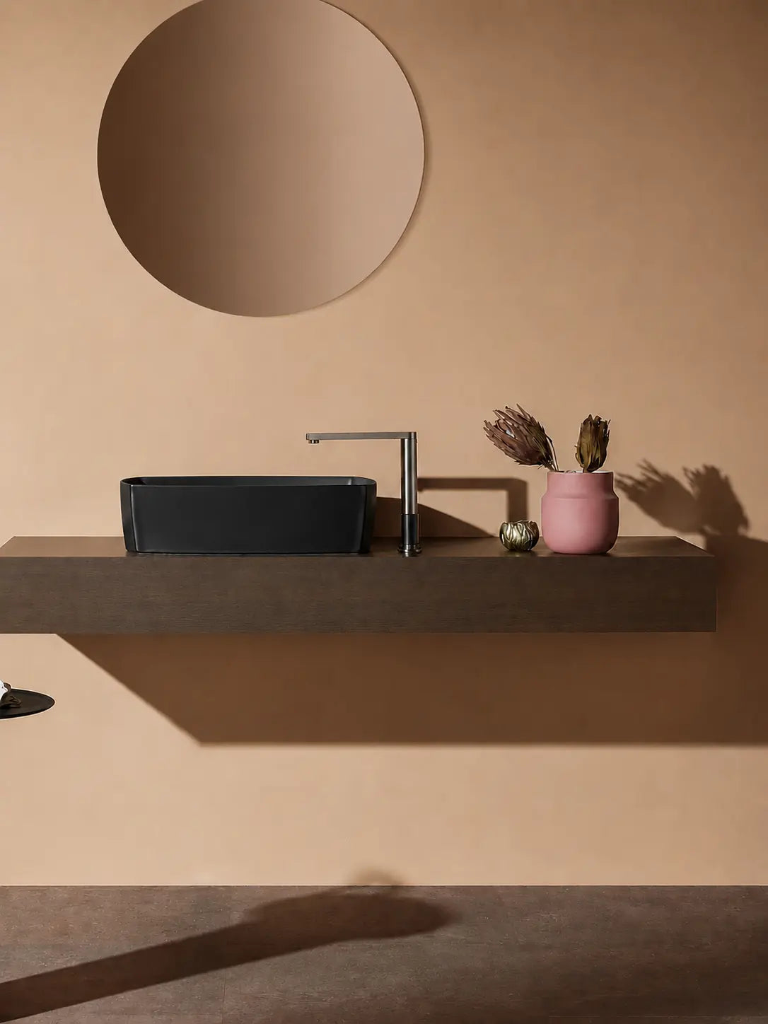 BBbidet 2690 Matte Black 550mm countertop basin – hero bathroom scene