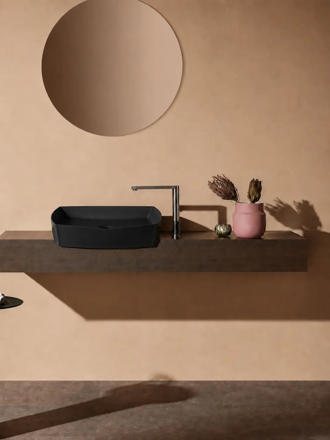 BBbidet 2690 Matte Black 550mm countertop basin – alternate angle