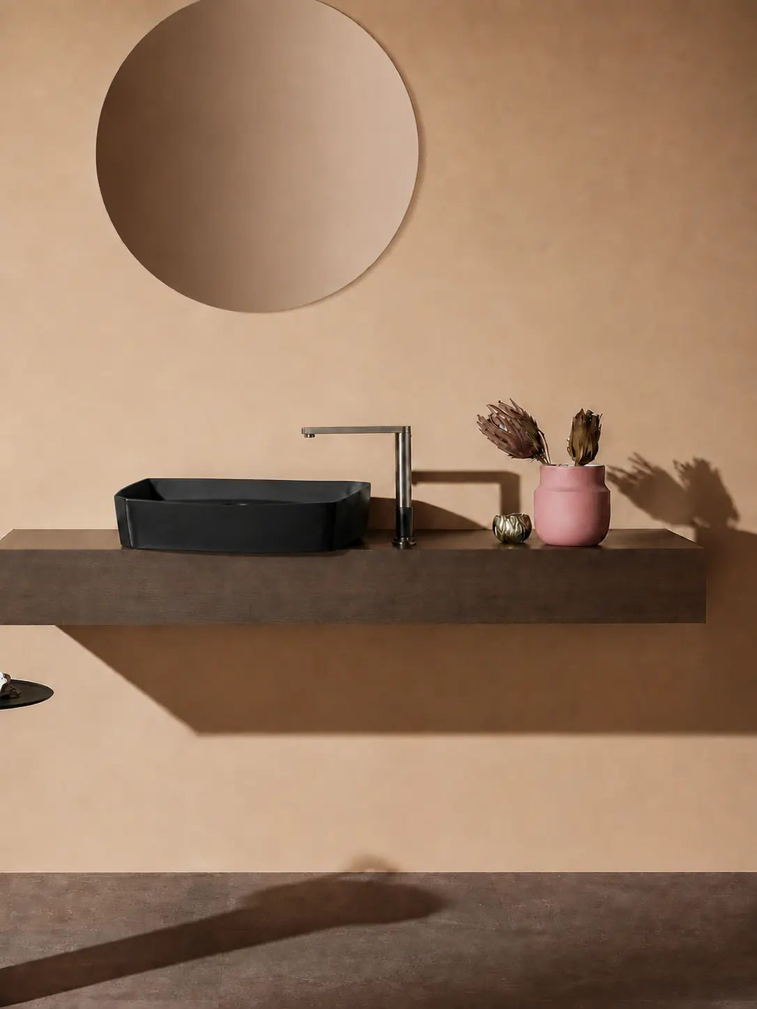 BBbidet 2690 Matte Black 550mm countertop basin – front profile