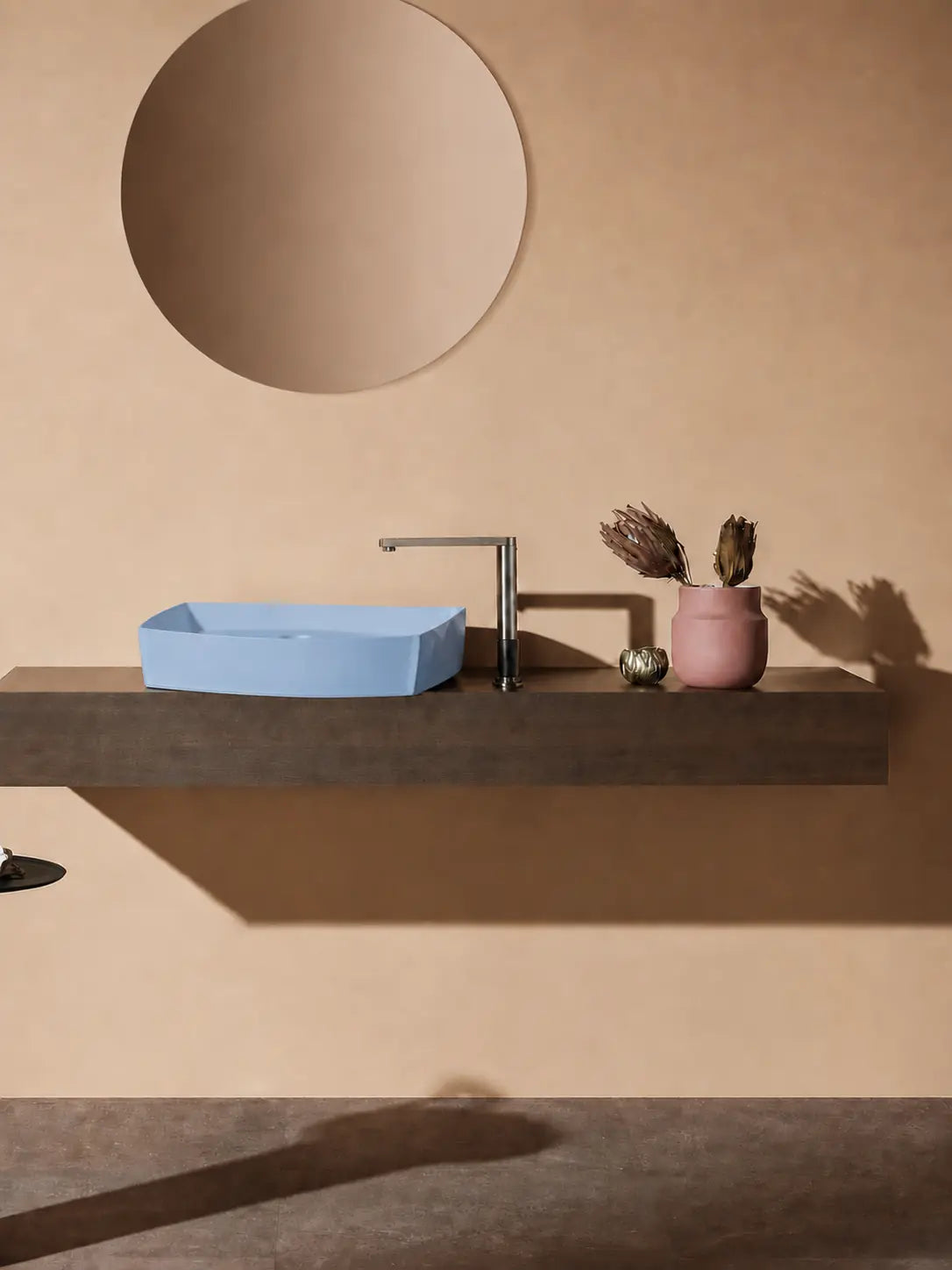 BBbidet 2690 Matte Blue 550mm countertop basin – alternate angle