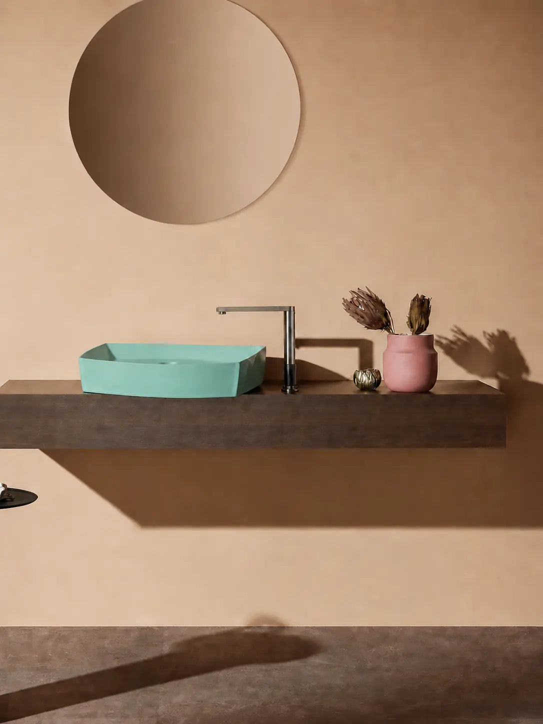 BBbidet 2690 Matte Green 550mm countertop basin – front profile