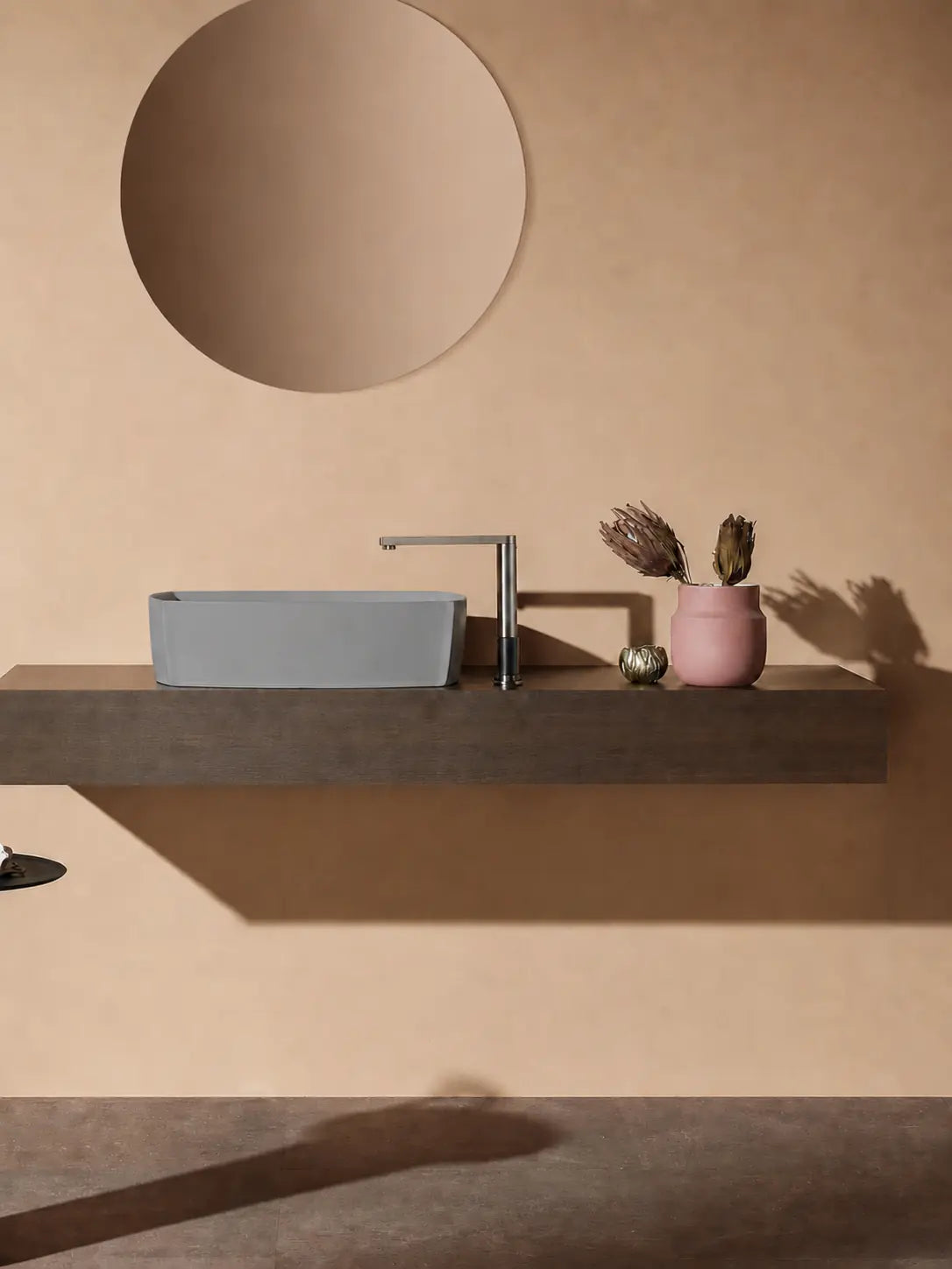 BBbidet 2690 Matte Gray 550mm countertop basin – hero bathroom scene