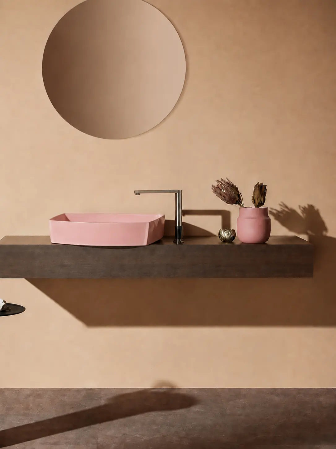 BBbidet 2690 Matte Pink 550mm countertop basin – front profile