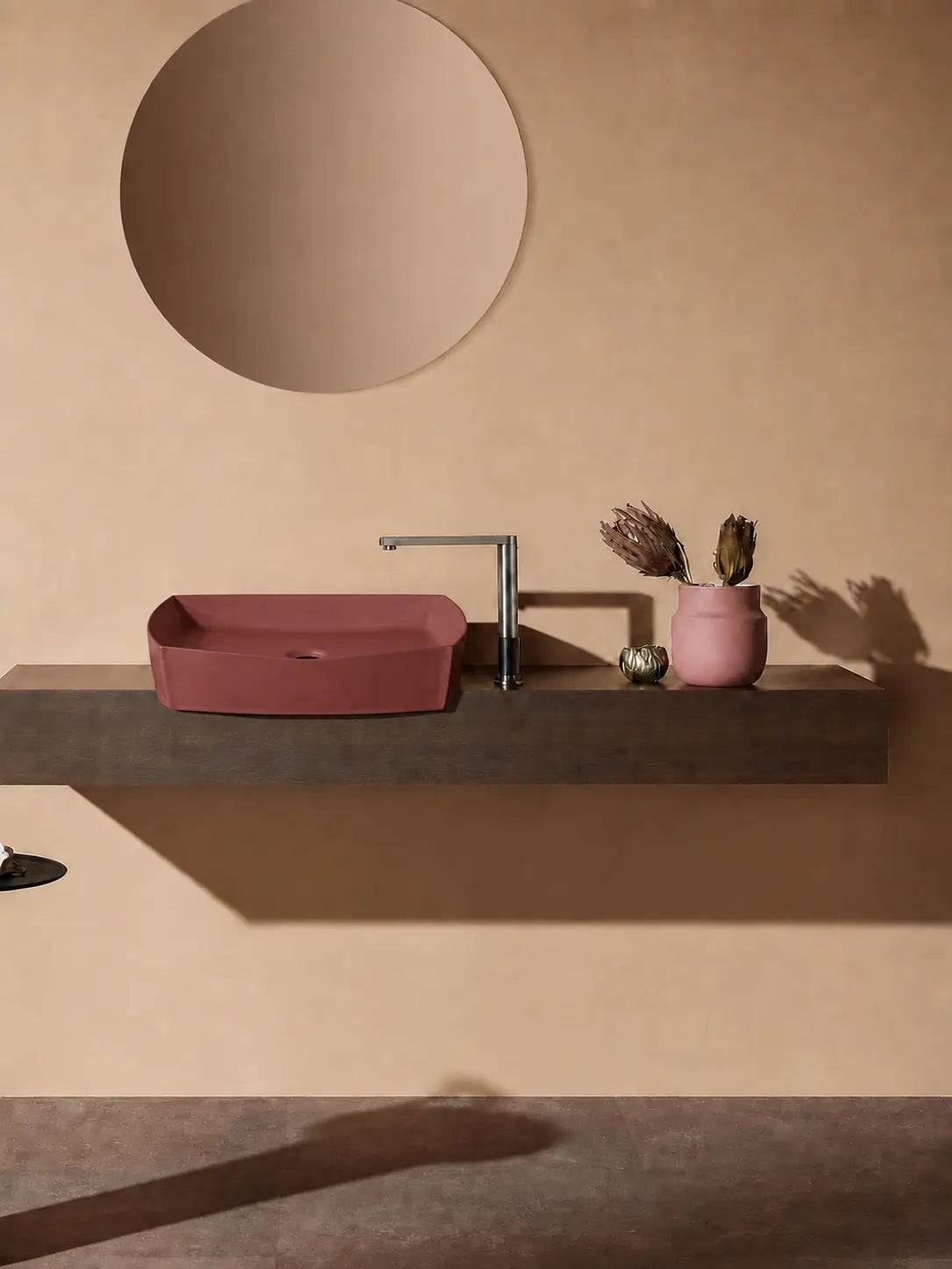 BBbidet 2690 Matte Red 550mm countertop basin – alternate angle