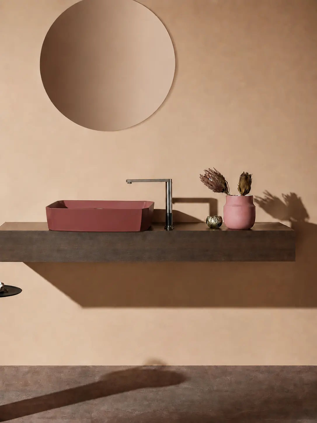 BBbidet 2690 Matte Red 550mm countertop basin – front profile