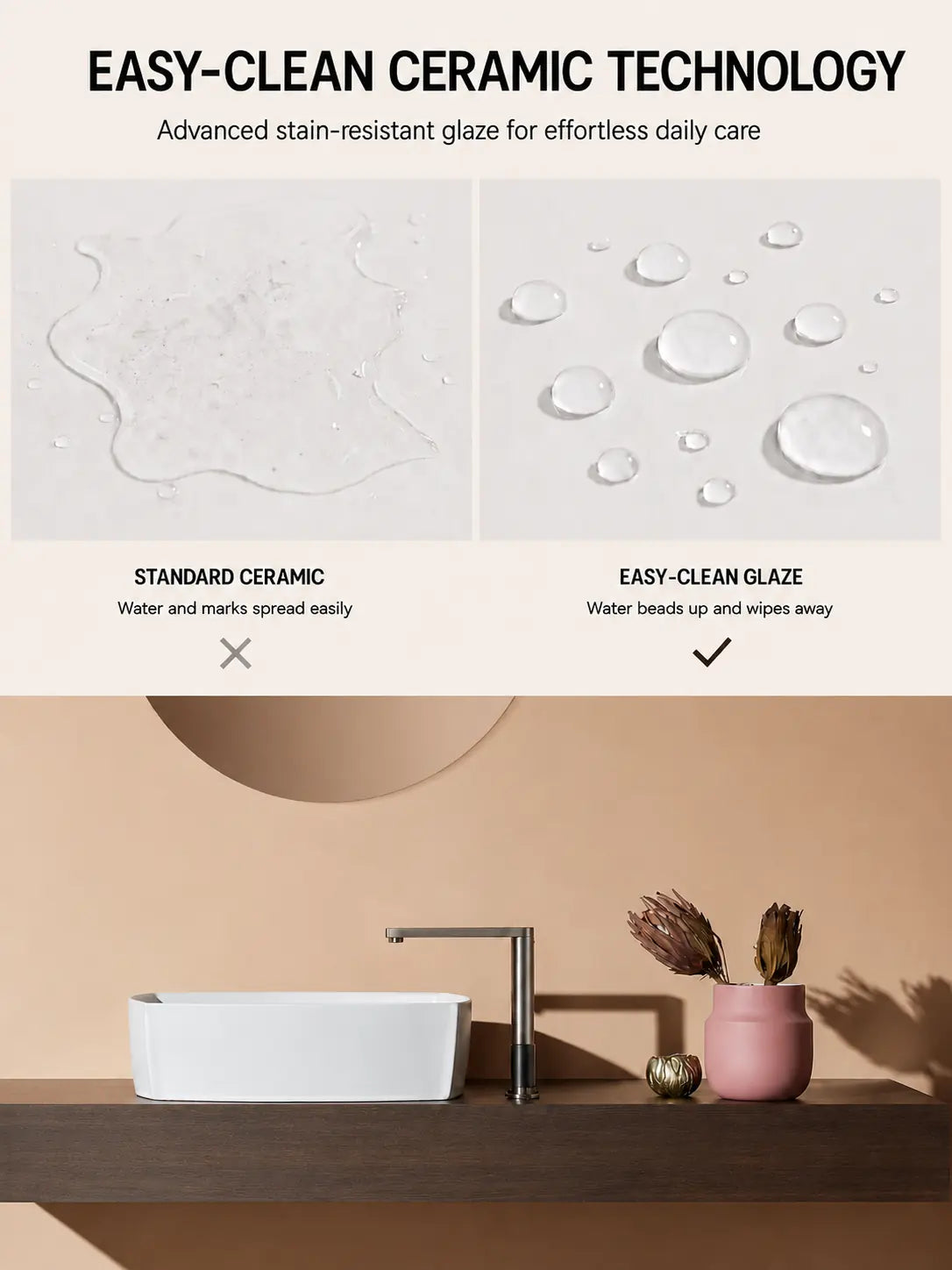 BBbidet 2690 Matte White 550mm countertop basin – Easy-Clean ceramic technology