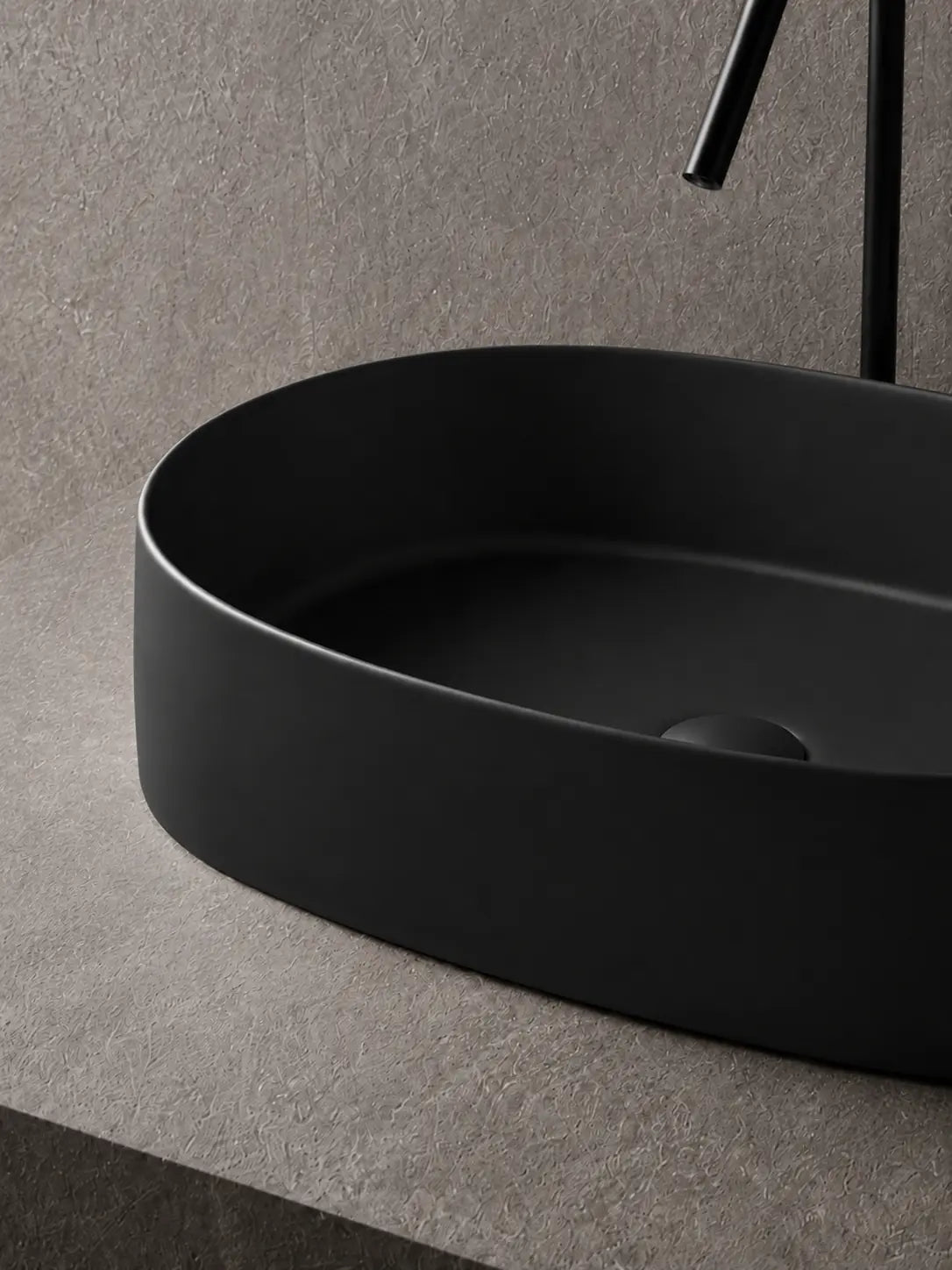 BBbidet 2691MB matte black oval countertop basin — thin rim detail