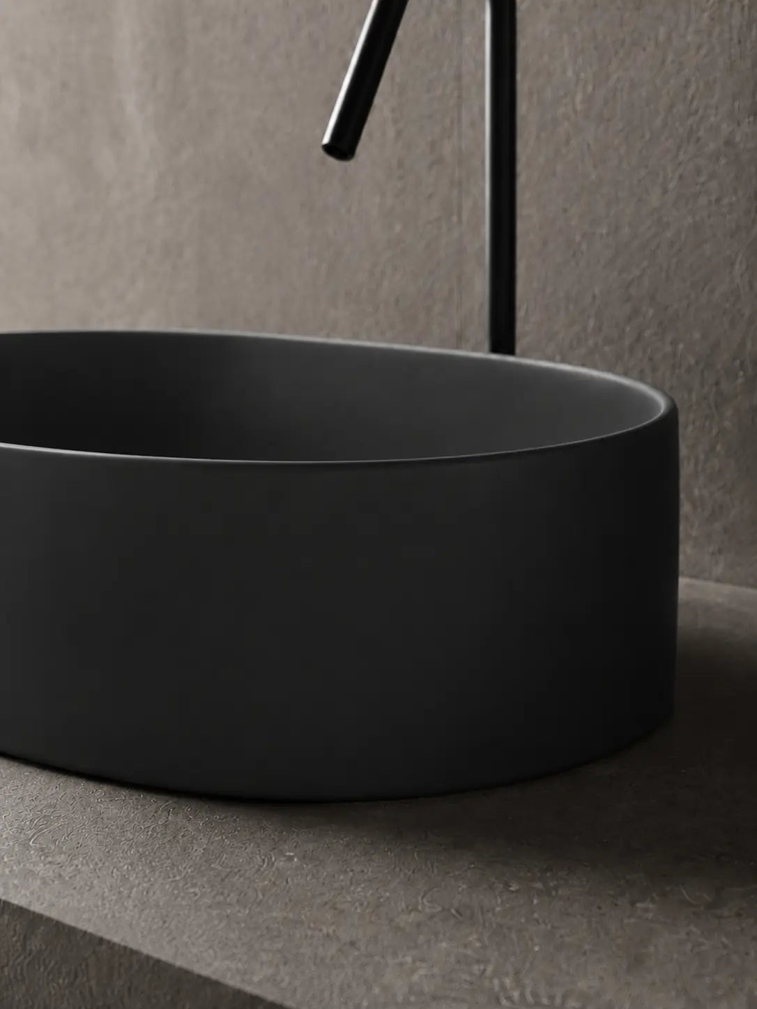 BBbidet 2691MB matte black oval countertop basin — seamless base detail