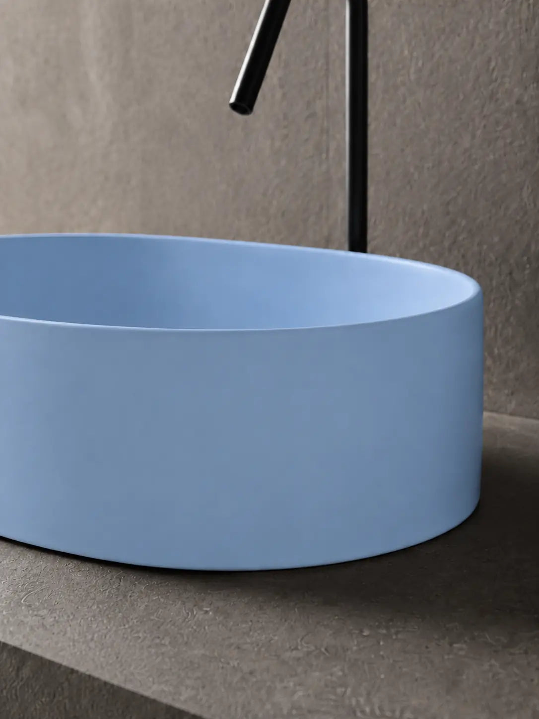 BBbidet 2691MBL matte blue oval countertop basin — seamless base detail