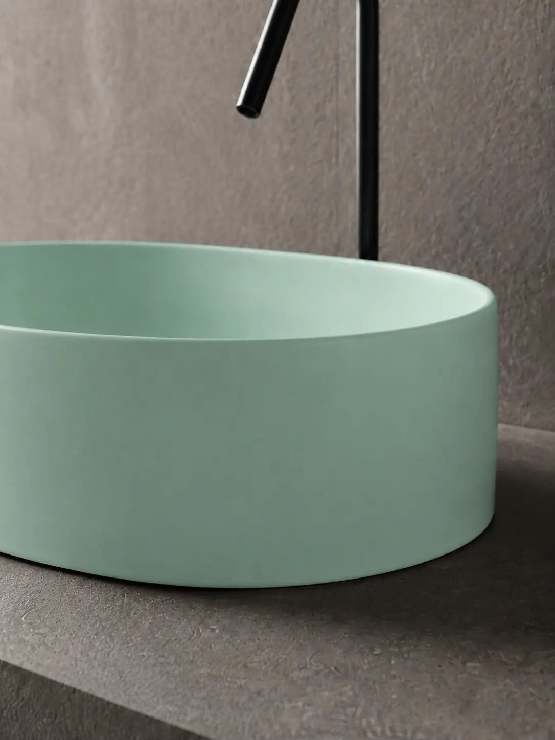 BBbidet 2691MG matte green oval countertop basin — seamless base detail