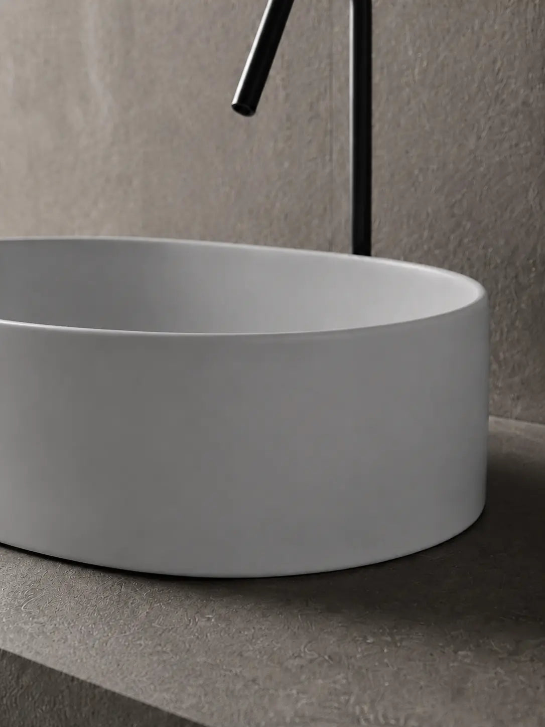 BBbidet 2691MGR matte gray oval countertop basin — seamless base detail