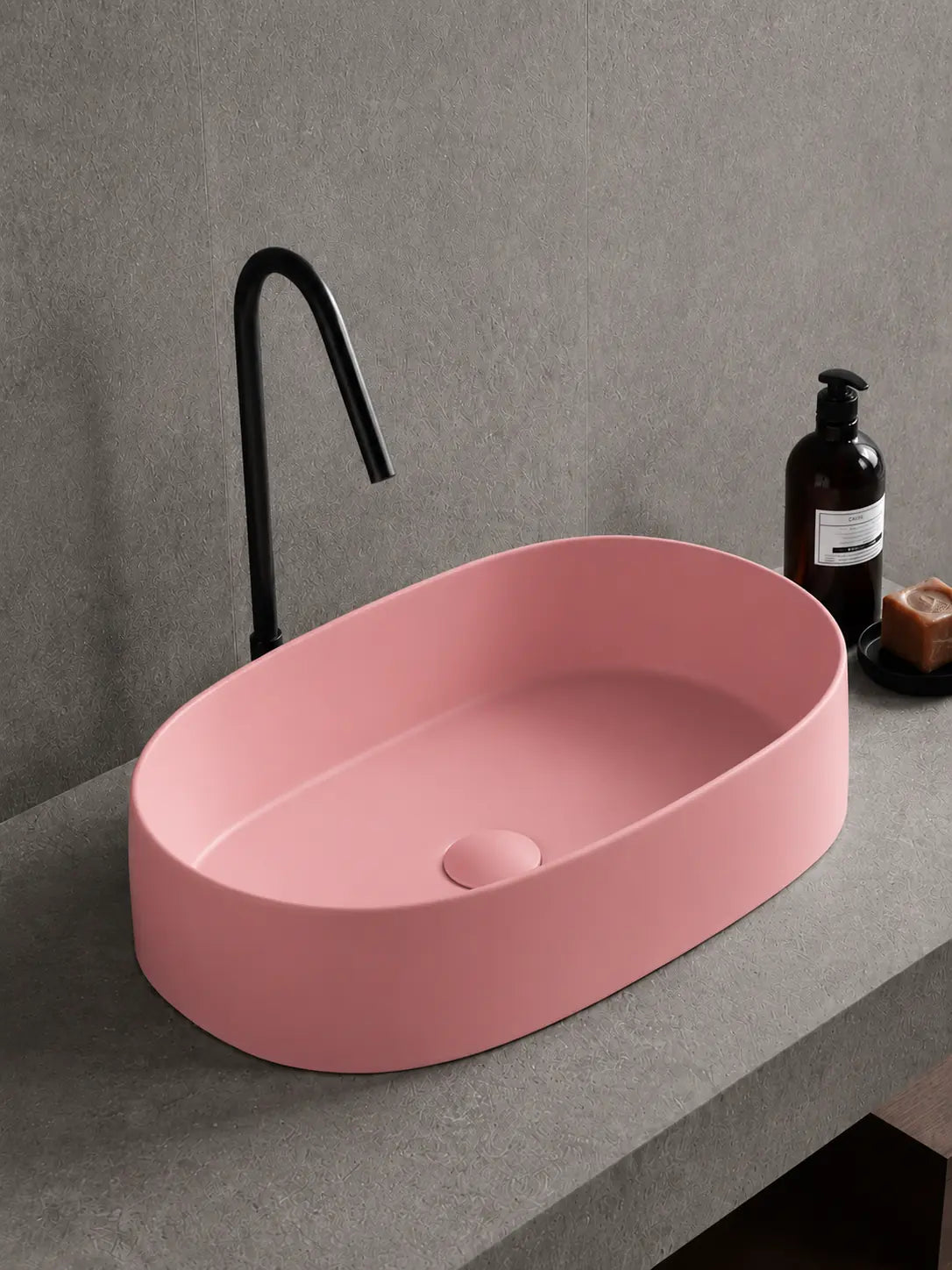 BBbidet 2691MP matte pink oval countertop basin — alternate angle
