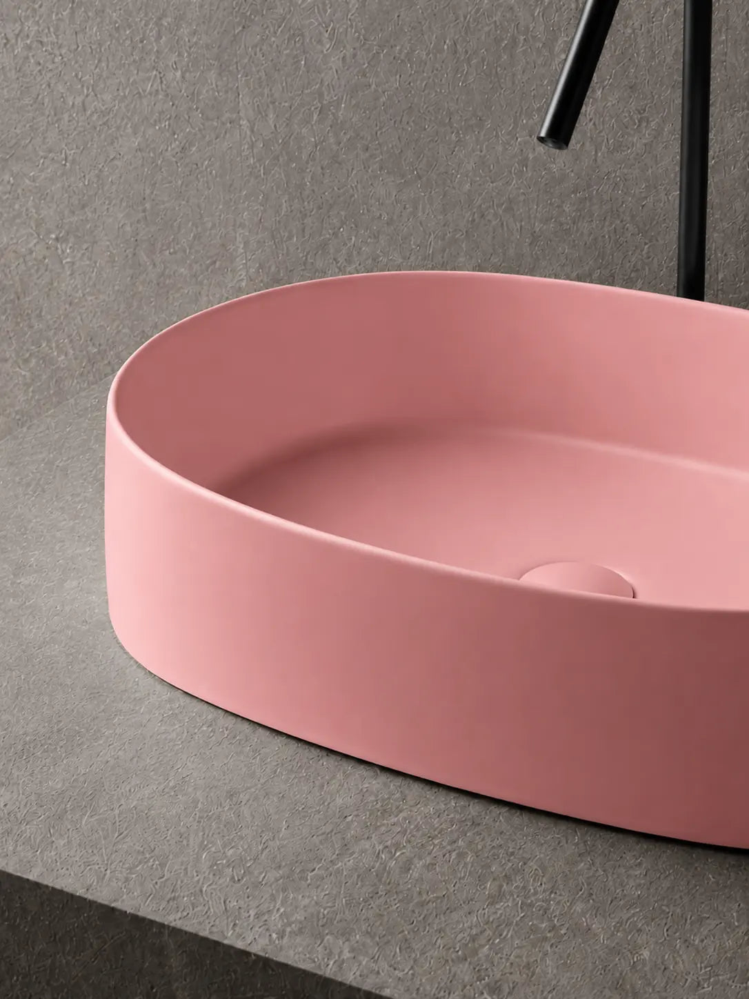 BBbidet 2691MP matte pink oval countertop basin — thin rim detail