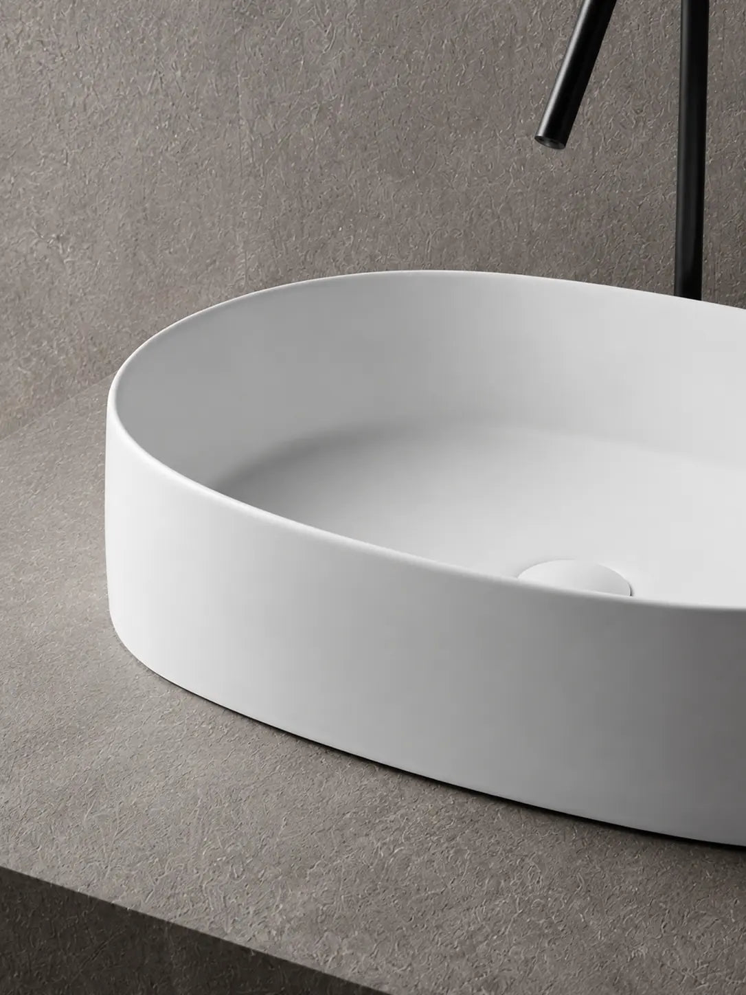 BBbidet 2691MW matte white oval countertop basin — thin rim detail