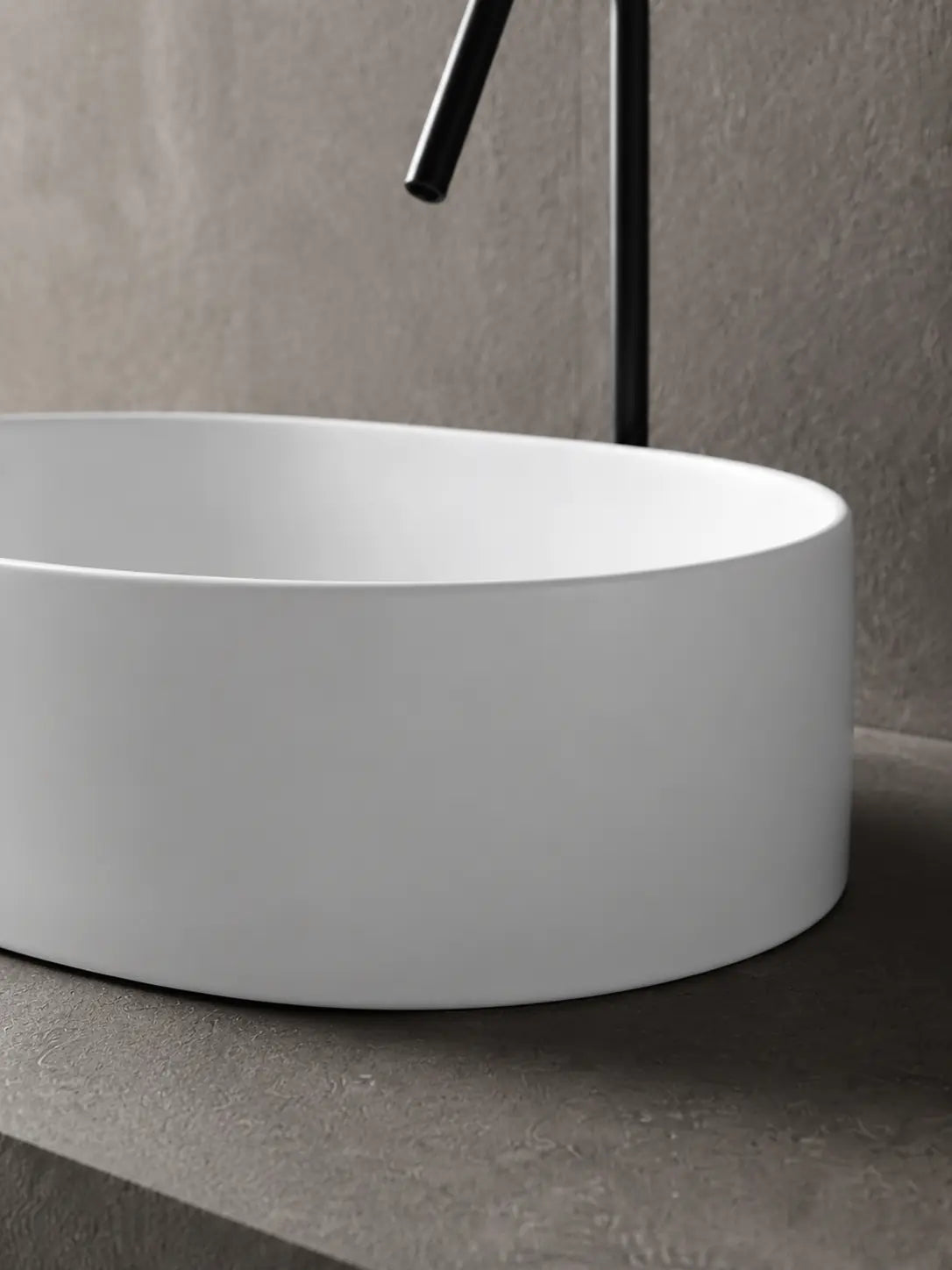 BBbidet 2691MW matte white oval countertop basin — seamless base detail