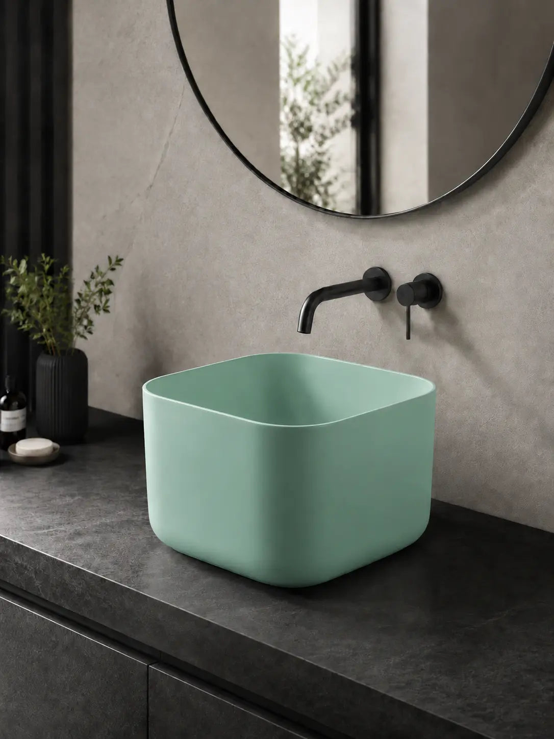BBBIDET 2693MG matte green counter basin main view