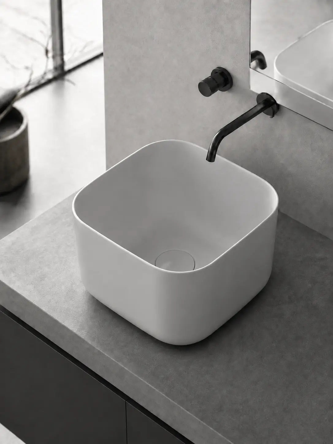 BBBIDET 2693MGR matte gray counter basin angle view