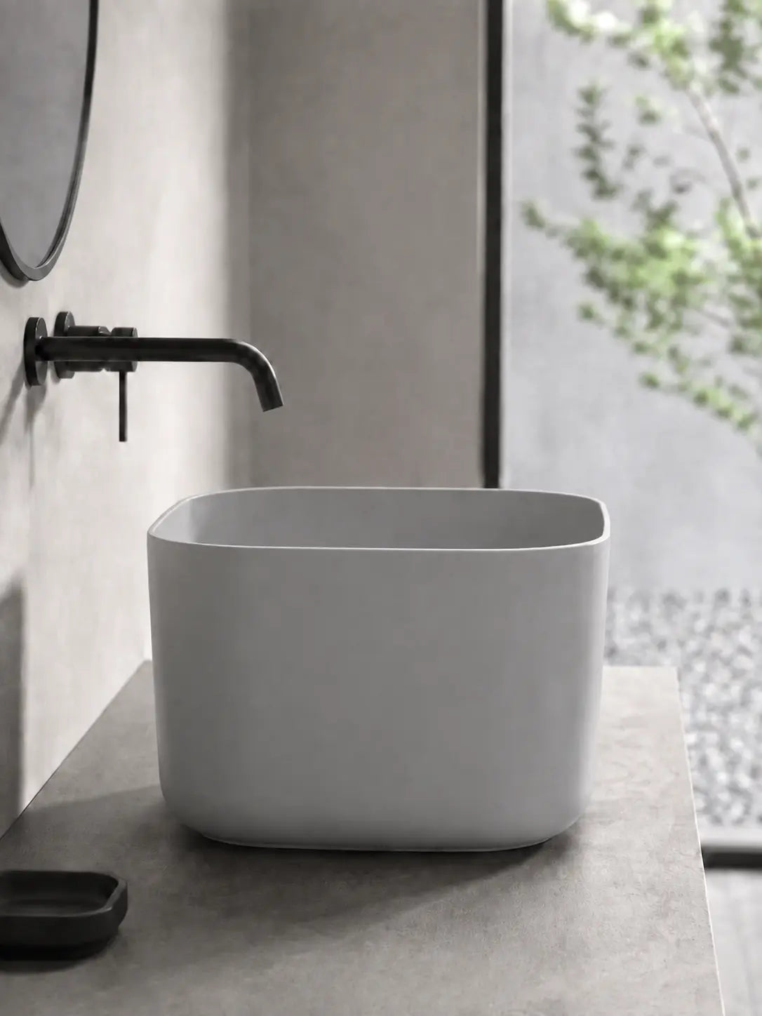BBBIDET 2693MGR matte gray counter basin side view