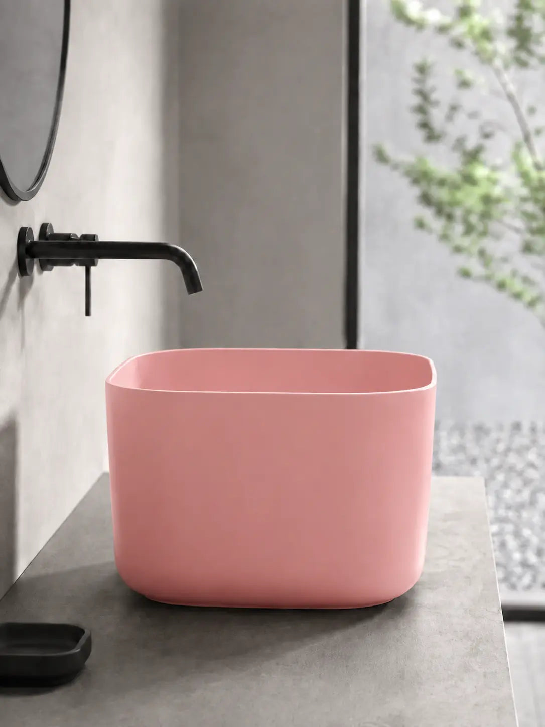 BBBIDET 2693MP matte pink counter basin side view