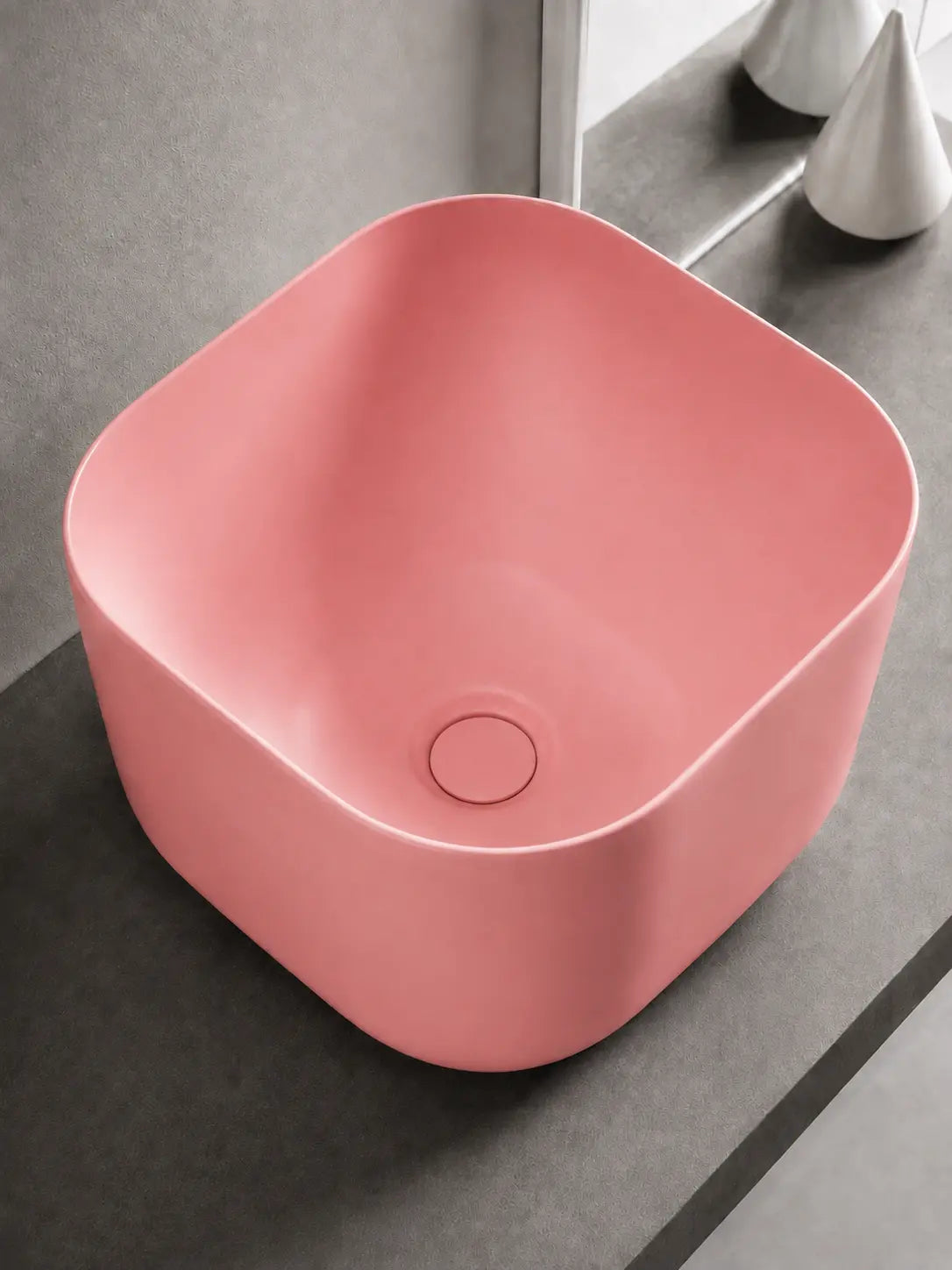 BBBIDET 2693MP matte pink counter basin drain detail