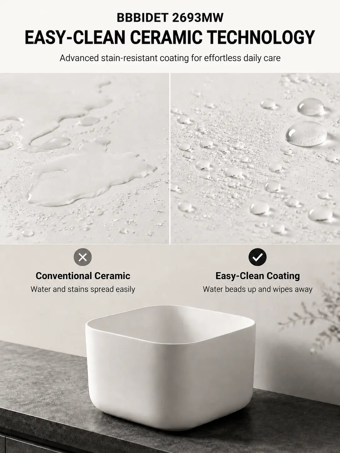 BBBIDET 2693MW easy-clean stain-resistant ceramic coating comparison