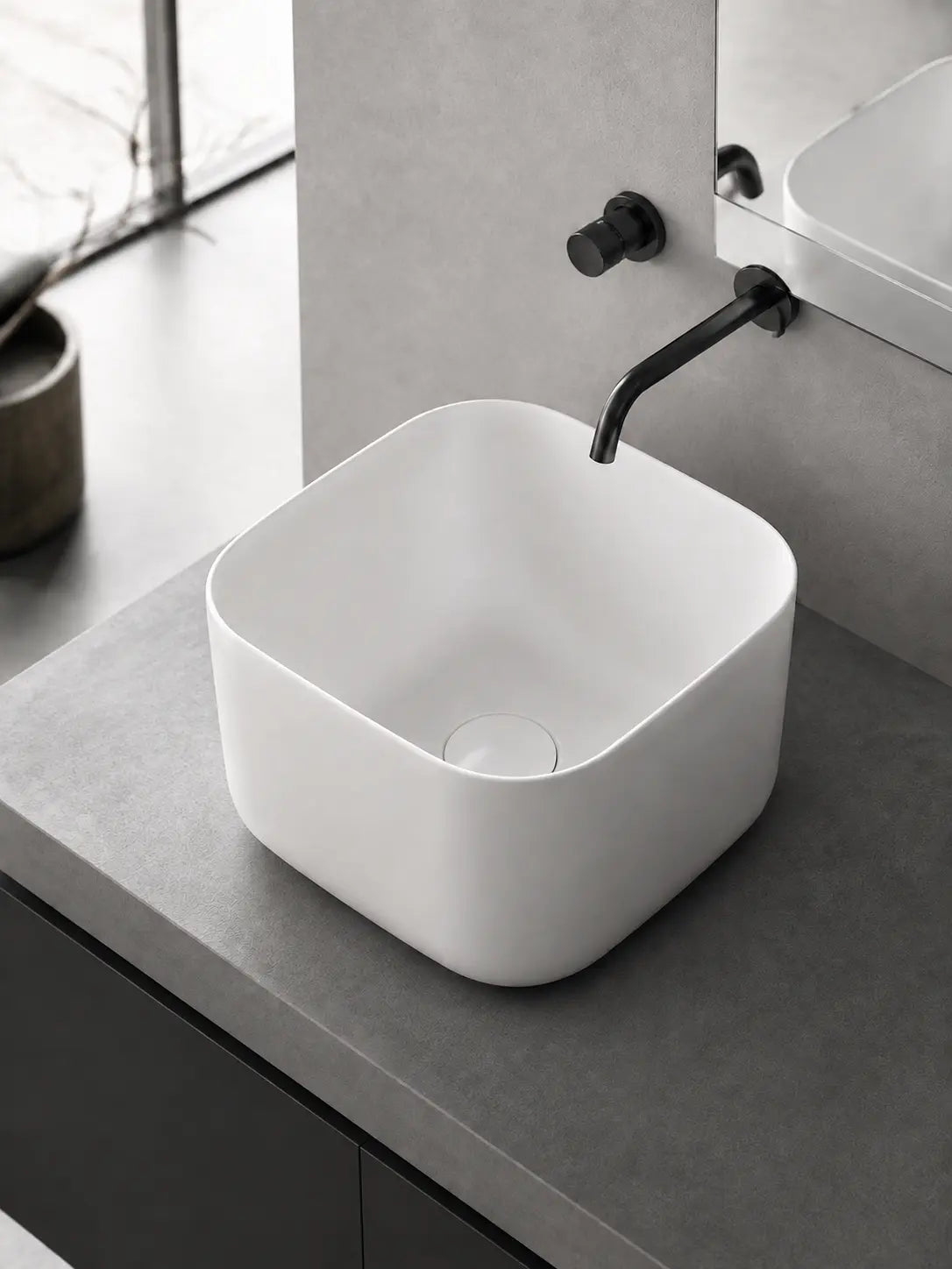 BBBIDET 2693MW matte white counter basin angle view