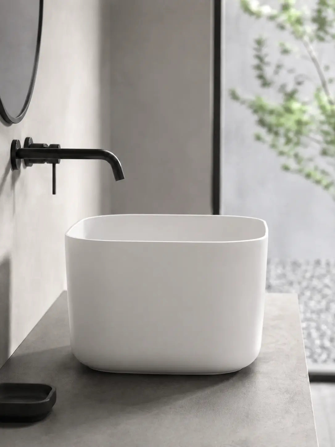 BBBIDET 2693MW matte white counter basin side view