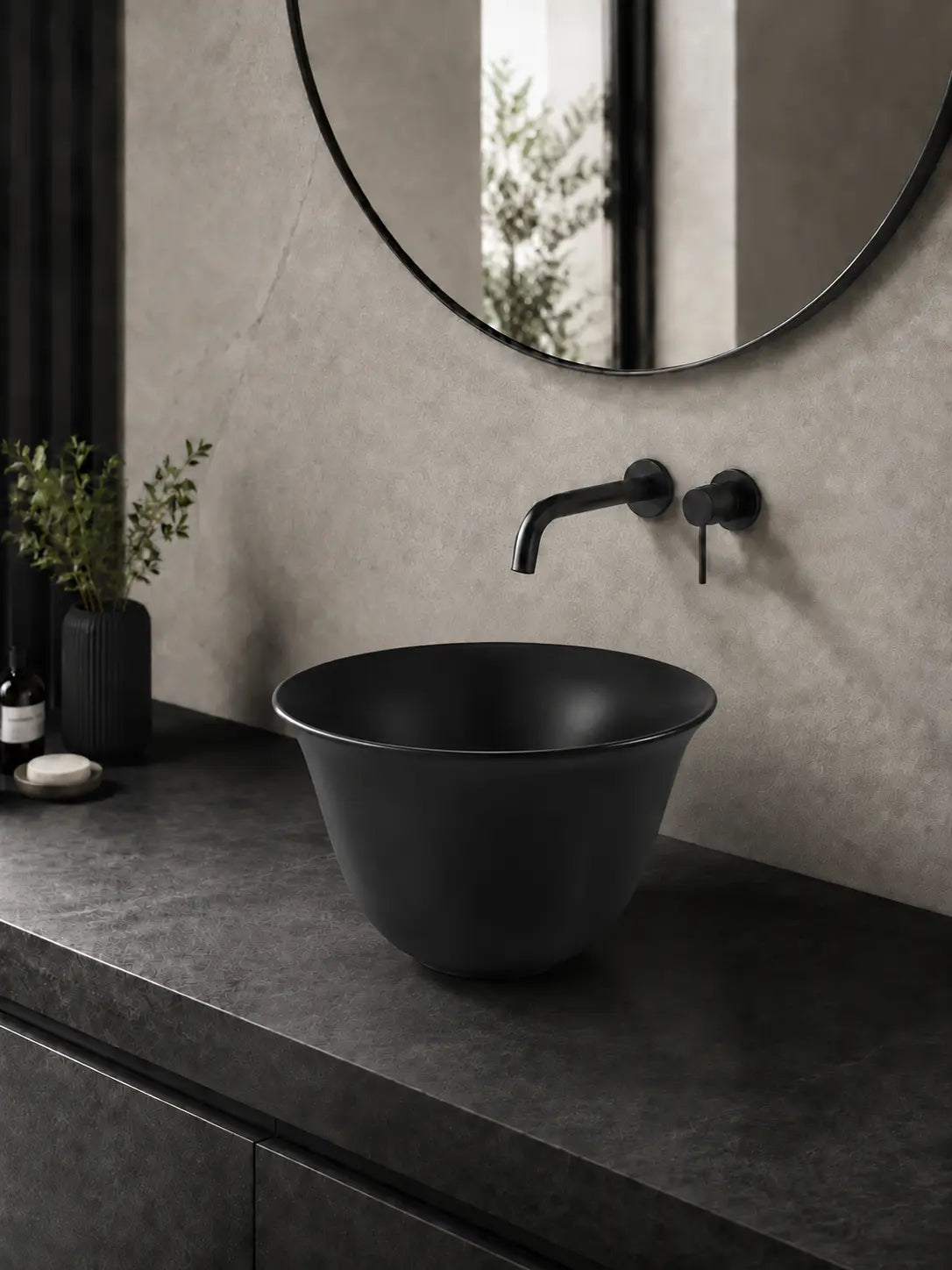 BBBIDET 2696MB matte black round countertop basin main product view