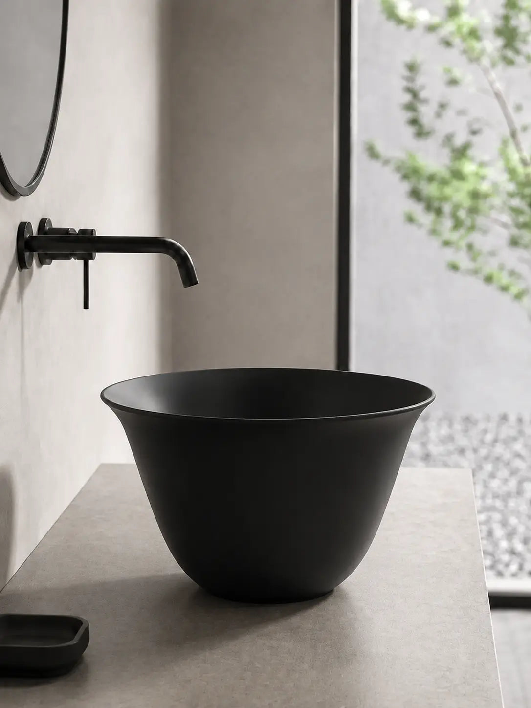 BBBIDET 2696MB matte black round countertop basin side product view