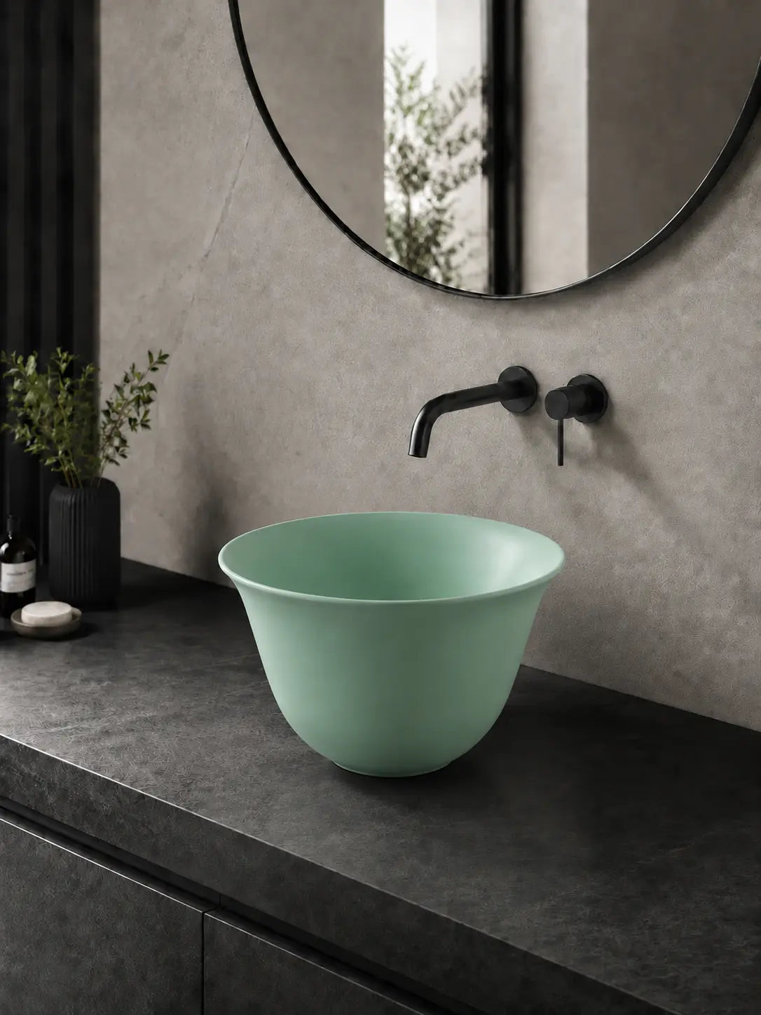 BBBIDET 2696MG matte green round countertop basin main product view