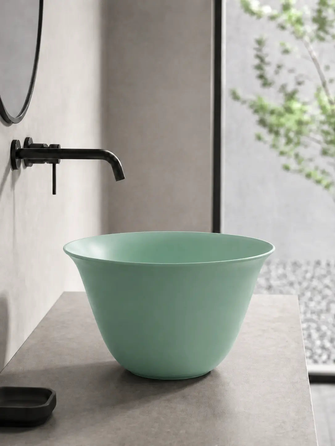 BBBIDET 2696MG matte green round countertop basin side product view