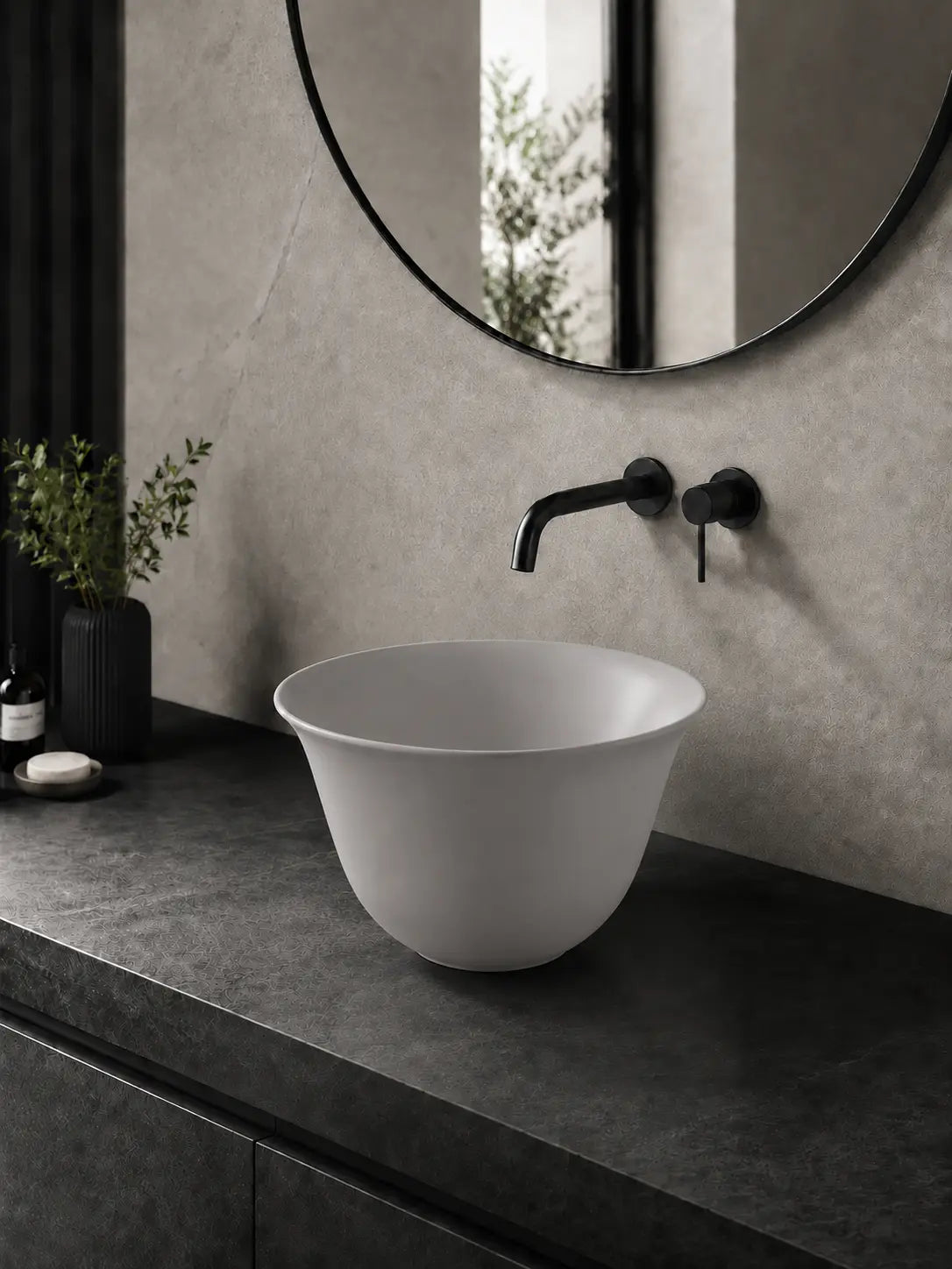 BBBIDET 2696MGR matte gray round countertop basin main product view