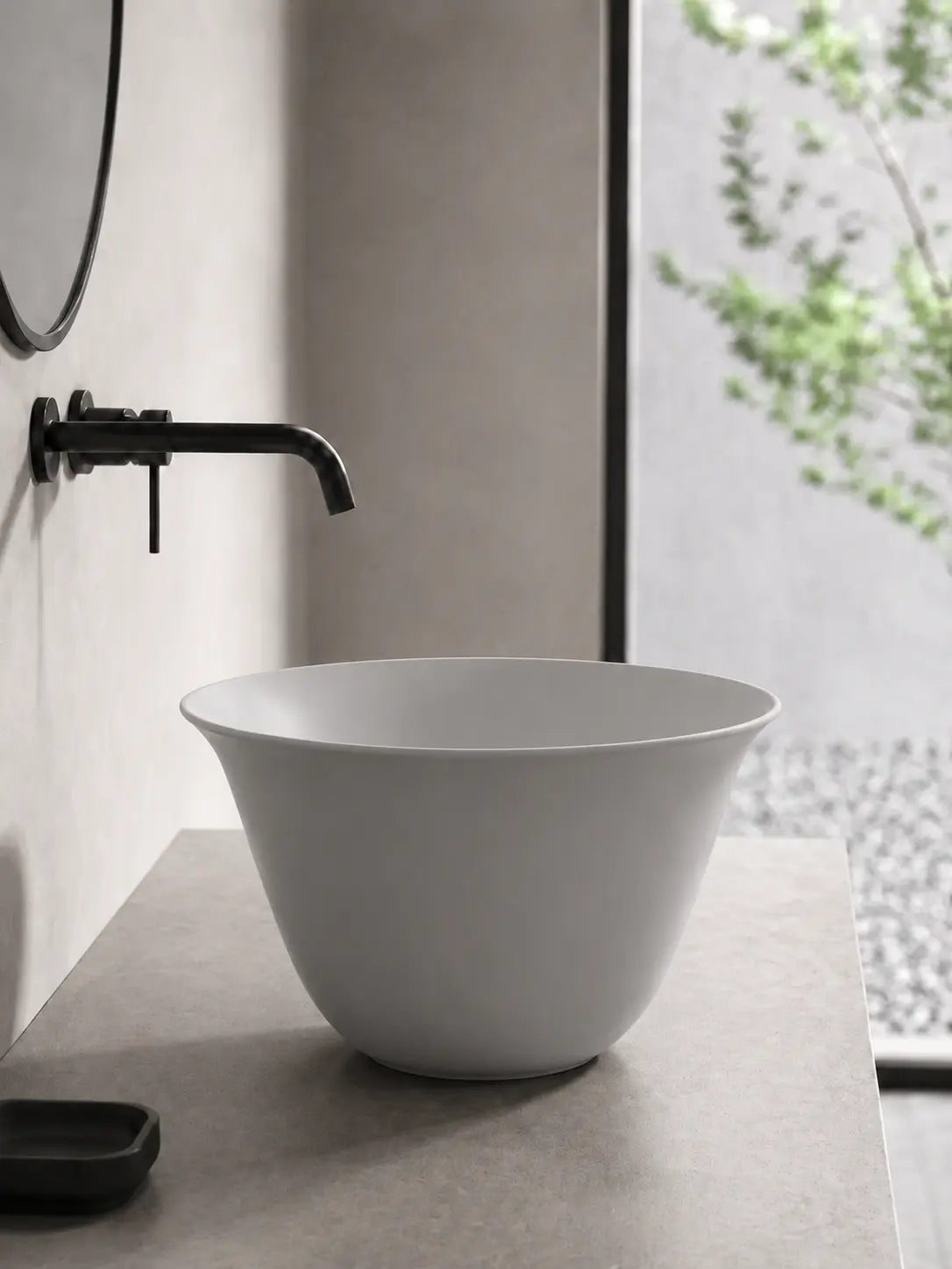 BBBIDET 2696MGR matte gray round countertop basin side product view