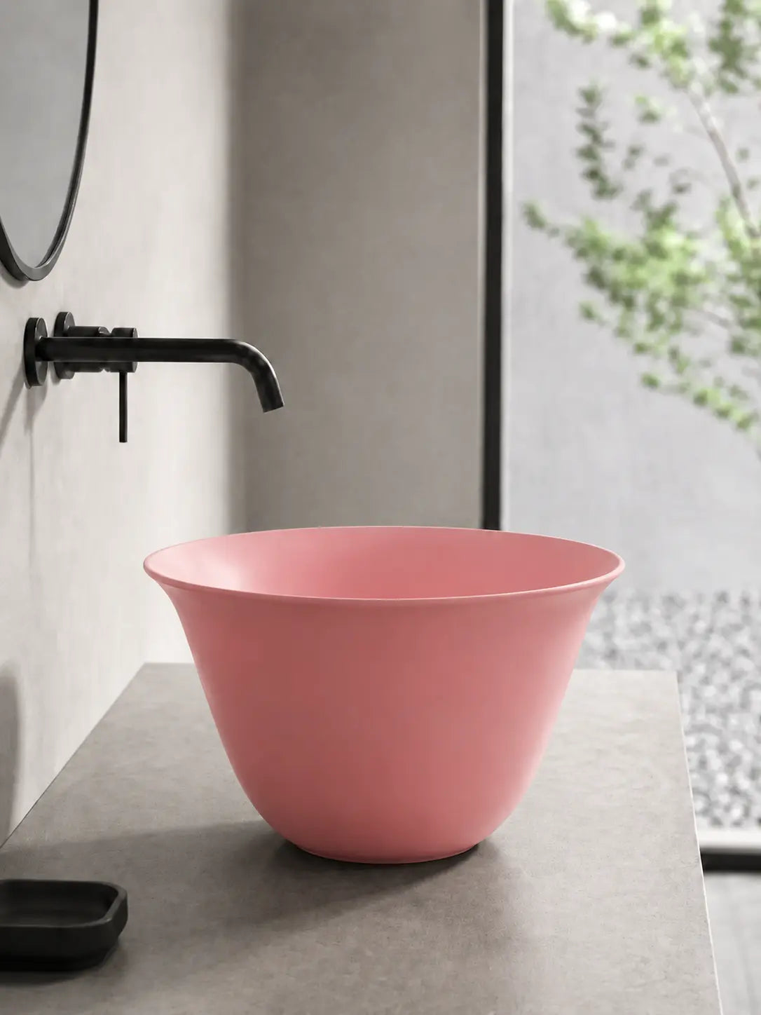 BBBIDET 2696MP matte pink round countertop basin side product view
