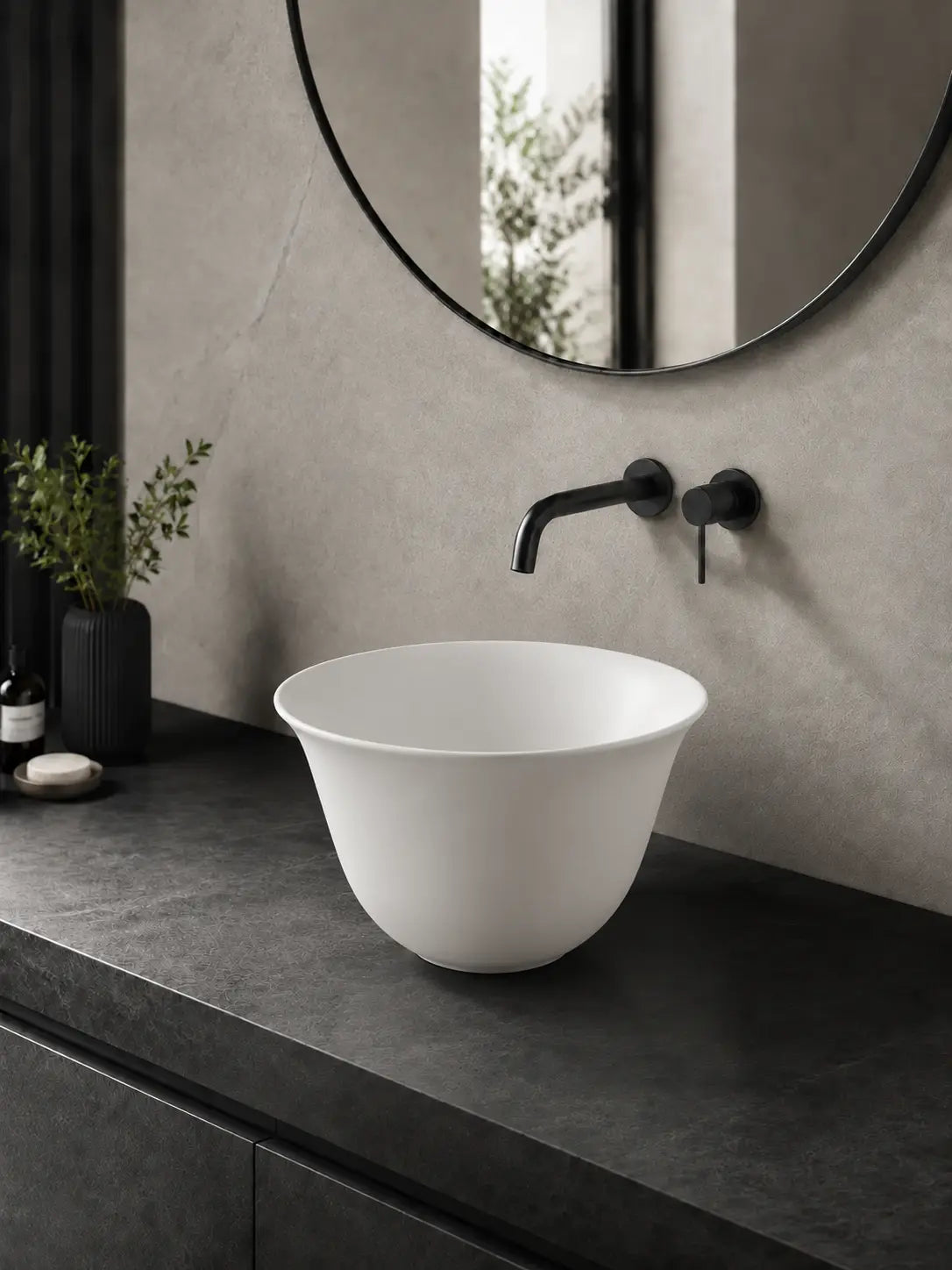 BBBIDET 2696MW matte white round countertop basin main product view