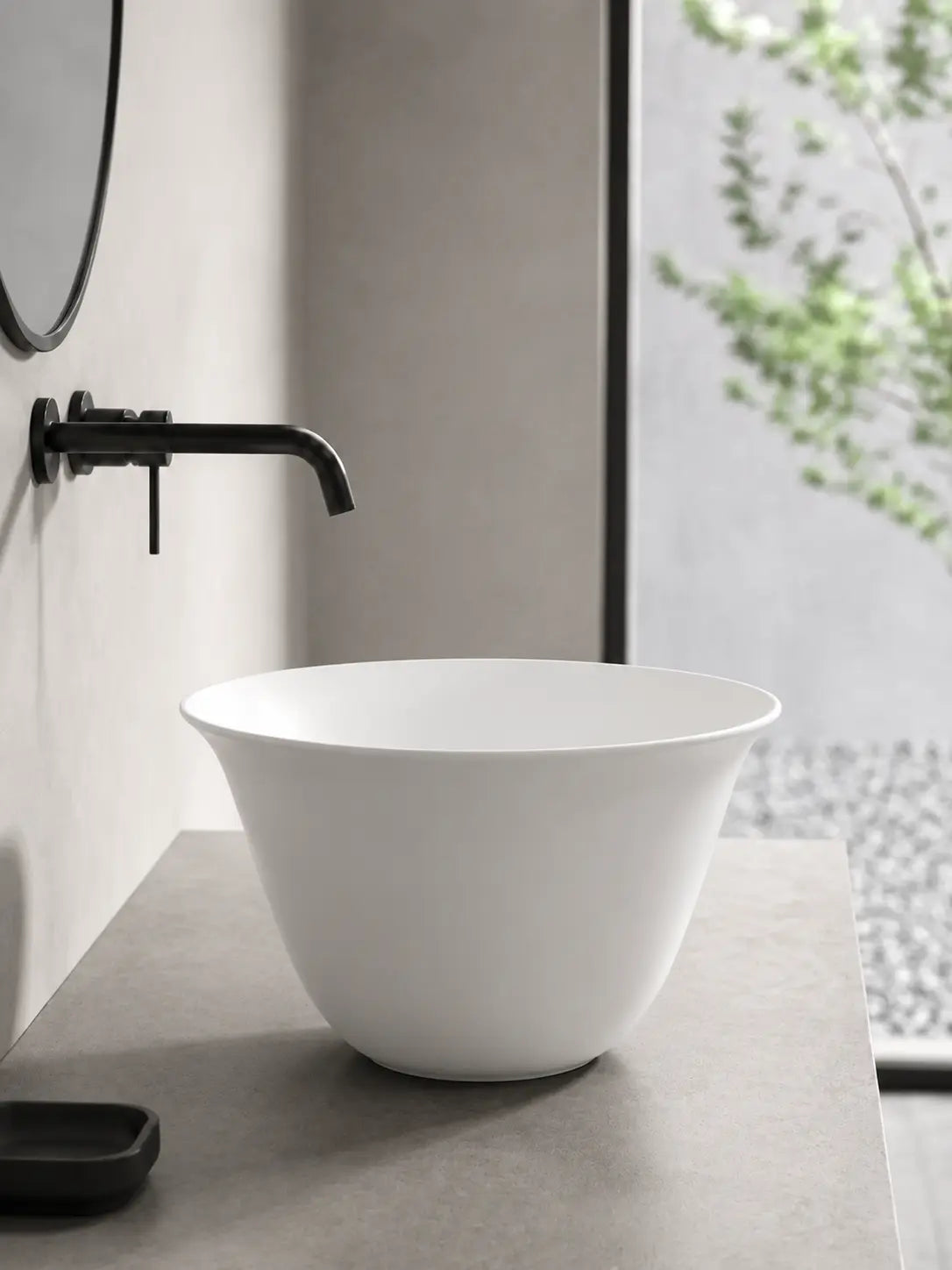 BBBIDET 2696MW matte white round countertop basin side product view
