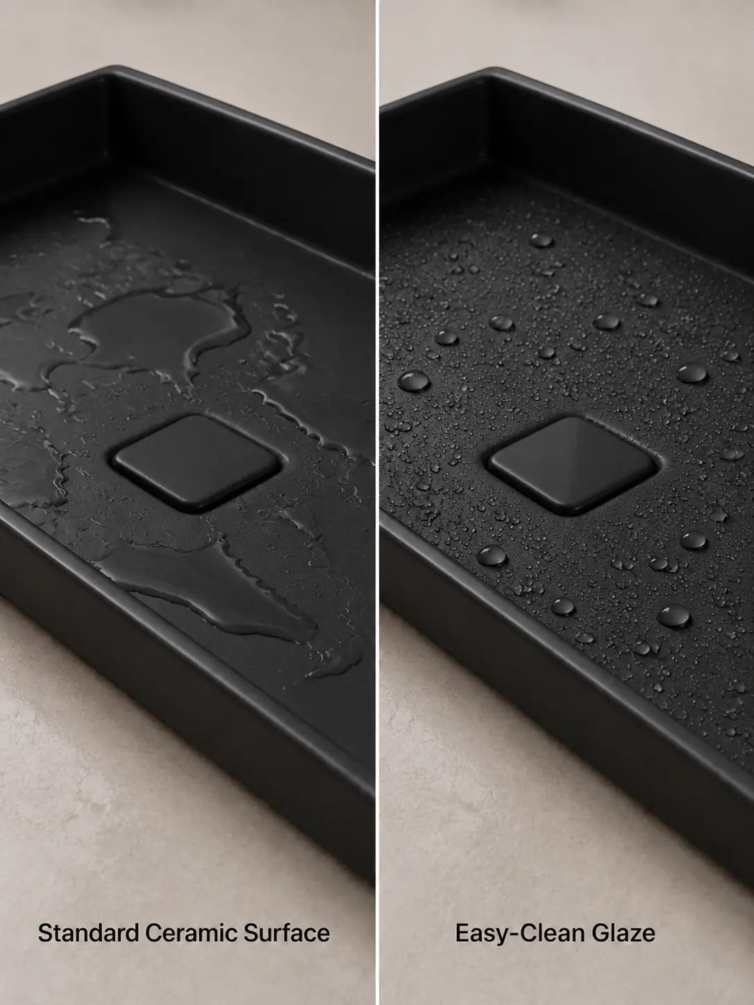 BBbidet 2722-80 ARK Matte Black 800mm semi-recessed ceramic basin – Easy-Clean glaze comparison