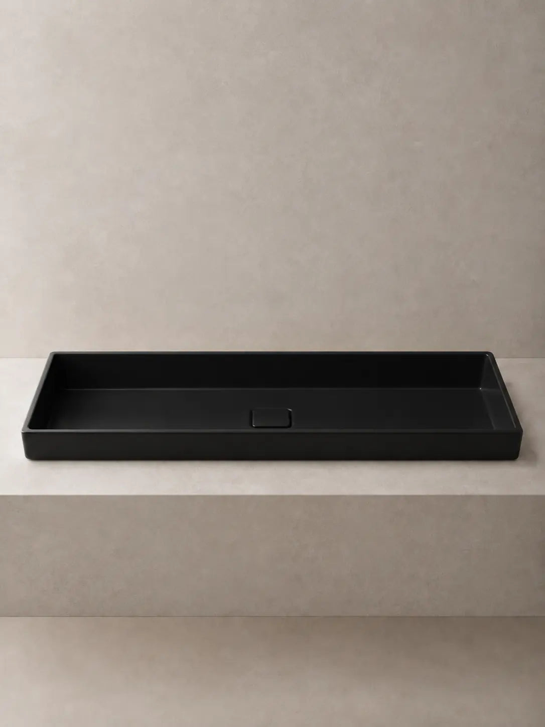 BBbidet 2722-80 ARK Matte Black 800mm semi-recessed ceramic basin – front profile view