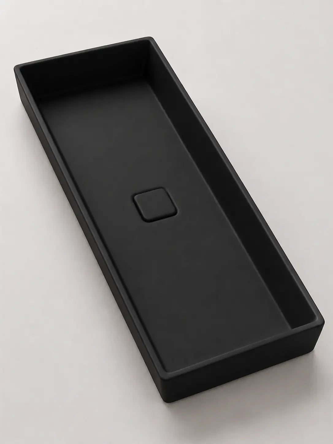 BBbidet 2722-80 ARK Matte Black 800mm semi-recessed ceramic basin – thin rim detail