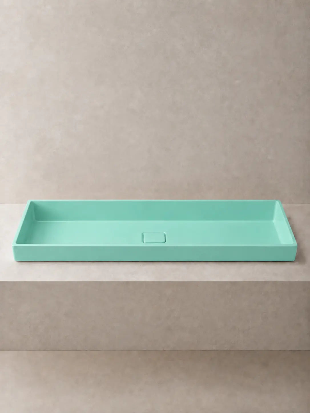 BBbidet 2722-80 ARK Matte Green 800mm semi-recessed ceramic basin – front profile view