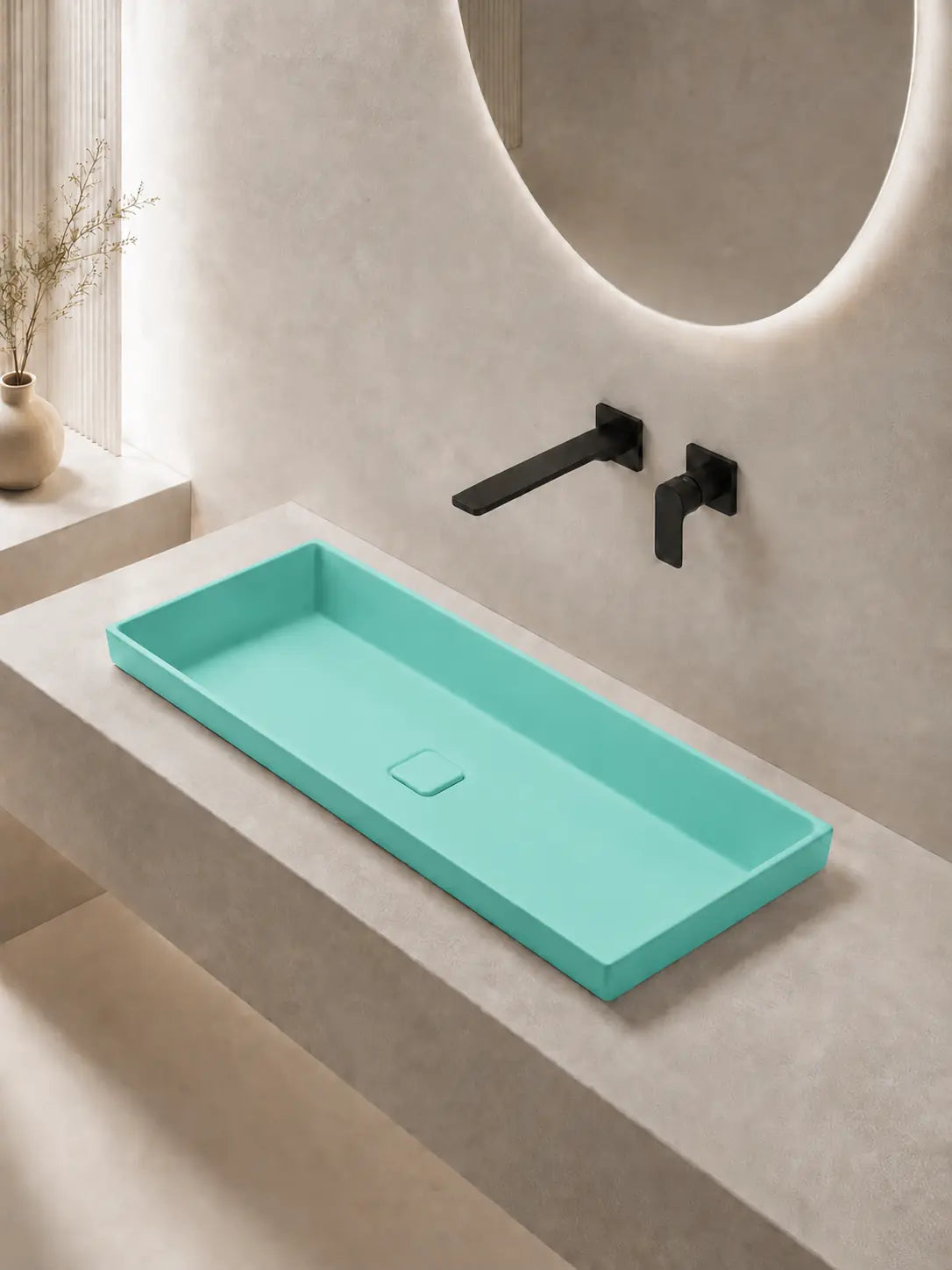BBbidet 2722-80 ARK Matte Green 800mm semi-recessed ceramic basin – hero view