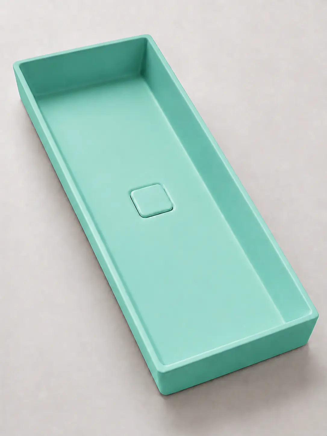 BBbidet 2722-80 ARK Matte Green 800mm semi-recessed ceramic basin – rim detail