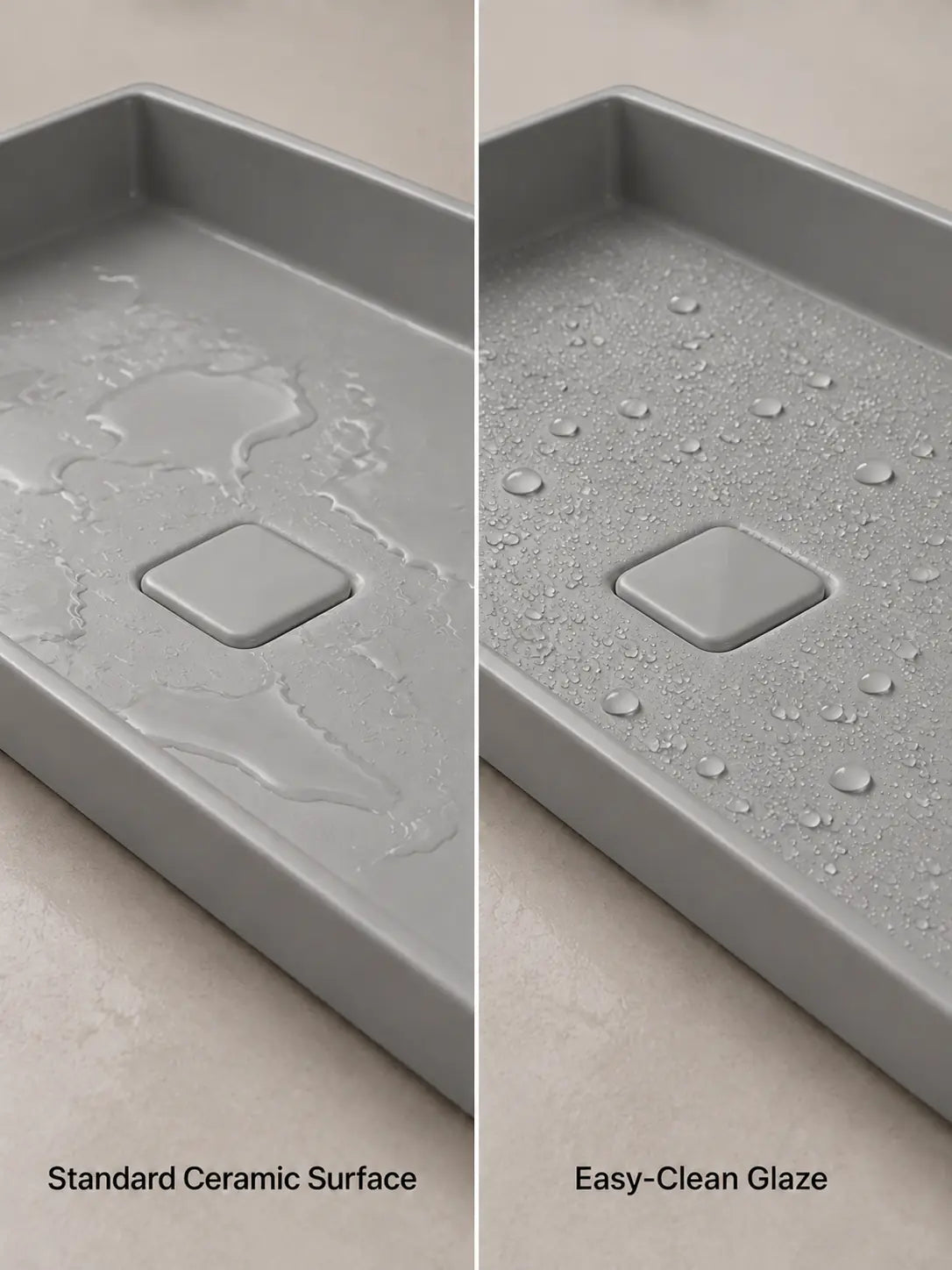 BBbidet 2722-80 ARK Matte Grey 800mm semi-recessed ceramic basin – Easy-Clean glaze comparison
