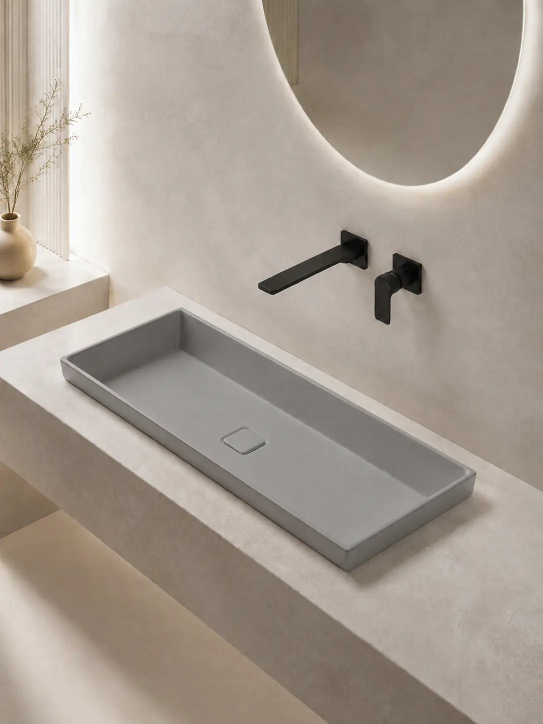 BBbidet 2722-80 ARK Matte Grey 800mm semi-recessed ceramic basin – hero view