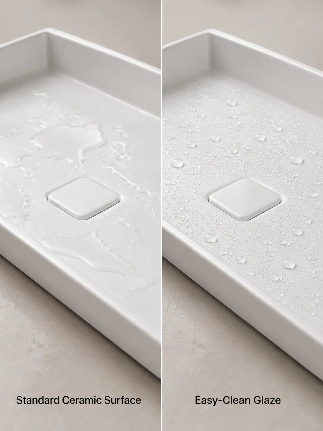 BBbidet 2722-80 ARK Matte White 800mm semi-recessed ceramic basin – Easy-Clean glaze comparison