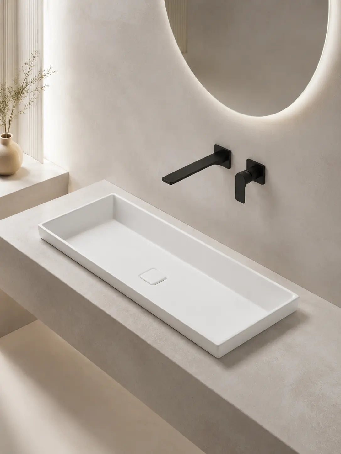 BBbidet 2722-80 ARK Matte White 800mm semi-recessed ceramic basin – hero view