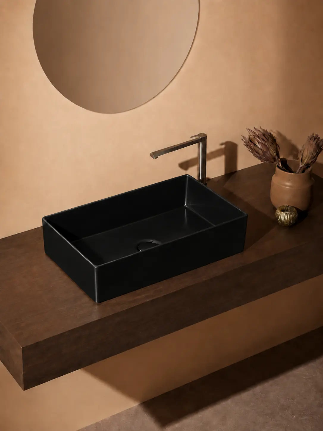 BBbidet 2757 black rectangular countertop basin hero view