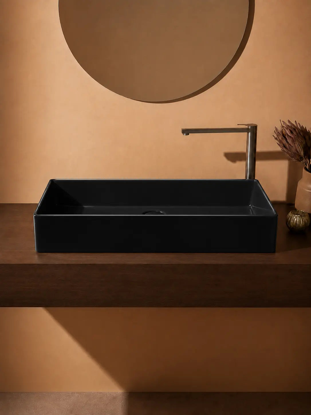 BBbidet 2757 black rectangular countertop basin front profile